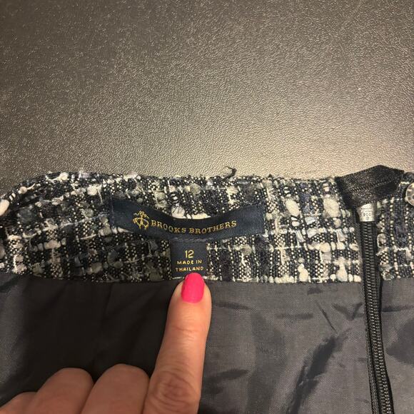 Brooks Brothers Wool Tweed Pleated Skirt Blue Green Mini Size 12 - Picture 5 of 8